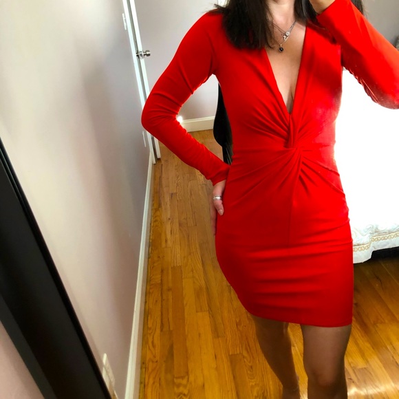 H&M Limited Edition Gold Label Bodycon Red Dress - Picture 2 of 6